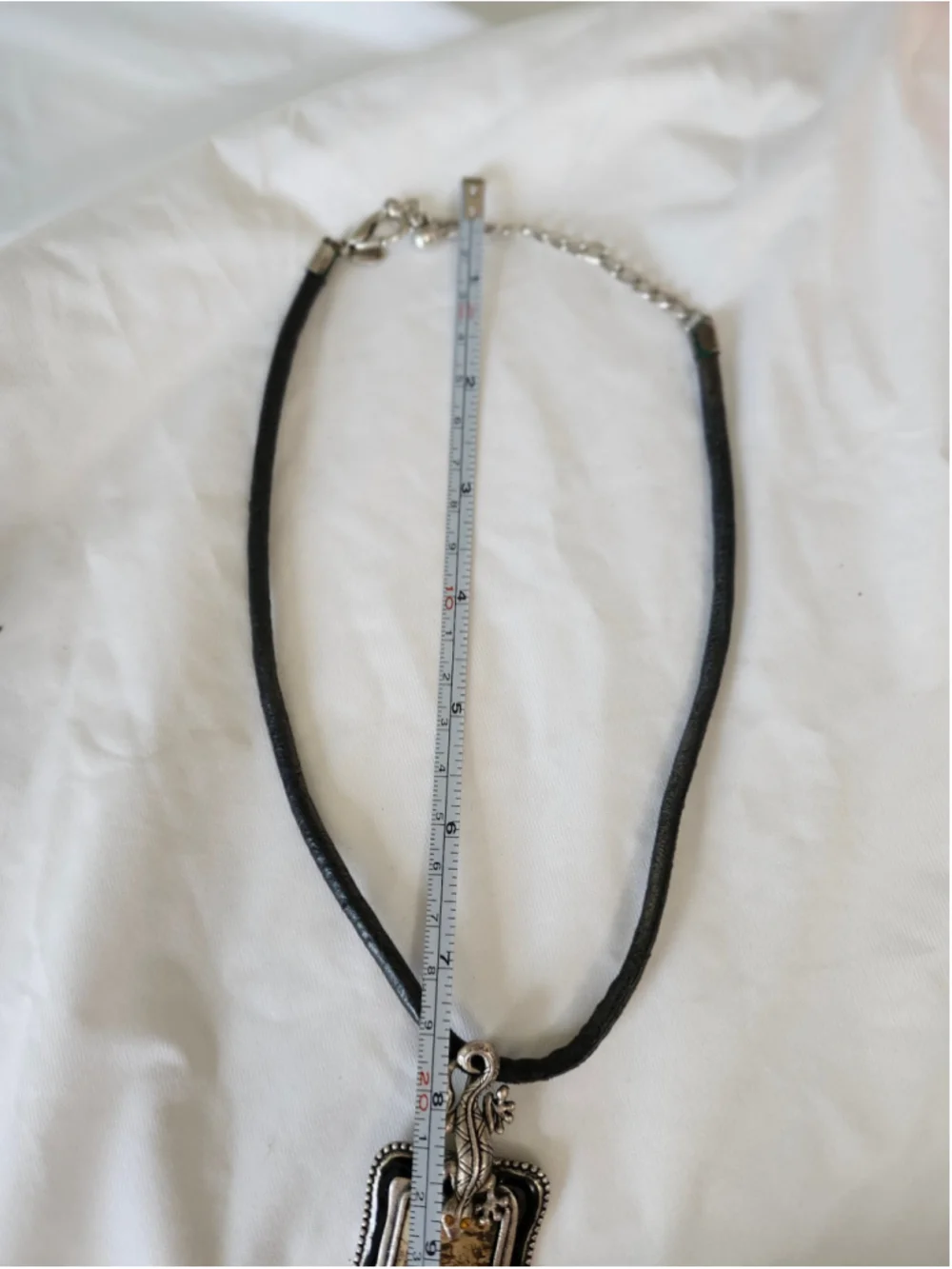 Women's Chico's Necklace One Size Black Beige Gecko Pendant